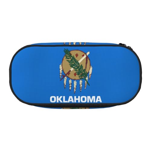 ENRPTY Oklahoma Staatsflaggen-Druck mit Reißverschlussfächern, Schreibwaren, Bleistifttasche, tragbare Kosmetik-Aufbewahrungstasche von ENRPTY
