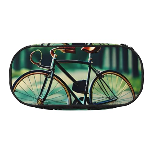 ENRPTY Retro-Fahrradaufdruck mit Reißverschlussfächern, Schreibwaren, Bleistifttasche, tragbare Kosmetik-Aufbewahrungstasche von ENRPTY