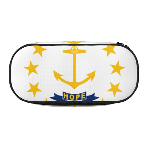 ENRPTY Rhode Island State Flag Print mit Reißverschlussfächern, Schreibwaren, Bleistifttasche, tragbare Kosmetik-Aufbewahrungstasche von ENRPTY