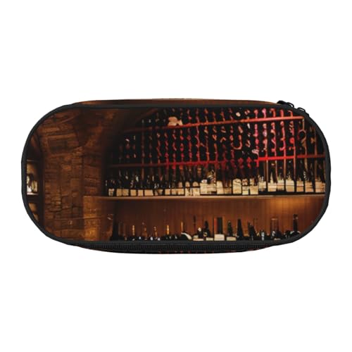 ENRPTY Rotweinkeller-Bild-Druck mit Reißverschlussfächern, Schreibwaren, Bleistifttasche, tragbare Kosmetik-Aufbewahrungstasche von ENRPTY