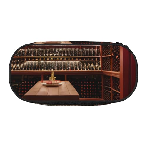 ENRPTY Rotweinkeller-Druck mit Reißverschlussfächern, Schreibwaren, Bleistifttasche, tragbare Kosmetik-Aufbewahrungstasche von ENRPTY