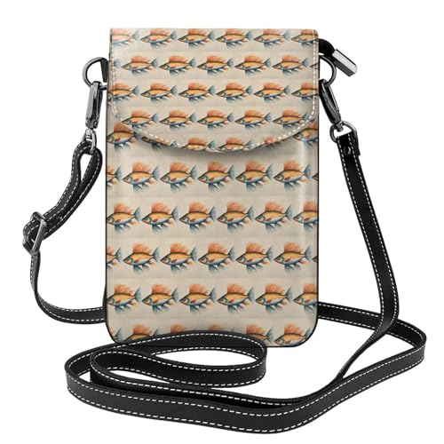ENRPTY Safflower Flying Fish Print Kleine Handy Leder Geldbörse Verstellbare Schulter Seil Crossbody Taschen für Damen von ENRPTY