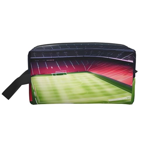 ENRPTY Stadion Fußball Satdium Field Light Night Print Reise Kulturbeutel Reißverschluss Aufbewahrungstasche für Damen Herren Tragbare Make-up-Tasche Geldbörse, Weiß, Einheitsgröße von ENRPTY