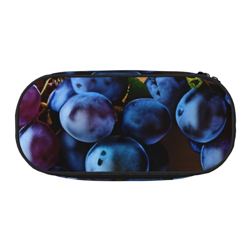 ENRPTY Traubenmuster-Druck mit Reißverschlussfächern, Schreibwaren, Bleistifttasche, tragbare Kosmetik-Aufbewahrungstasche von ENRPTY