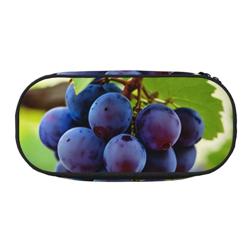 ENRPTY Traubenmuster mit Reißverschlussfächern, Schreibwaren, Bleistifttasche, tragbare Kosmetik-Aufbewahrungstasche von ENRPTY
