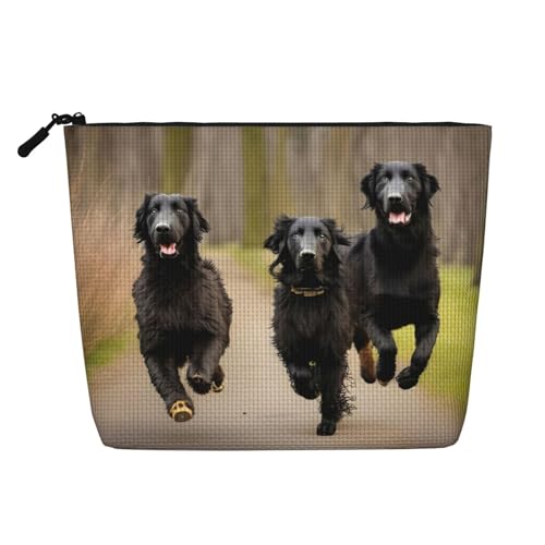 ENRPTY Trotting Make-up-Tasche für Damen, flach beschichtet, mit Pfotenabdruck, Reißverschluss, Reise-Aufbewahrungstasche, großes Fassungsvermögen von ENRPTY