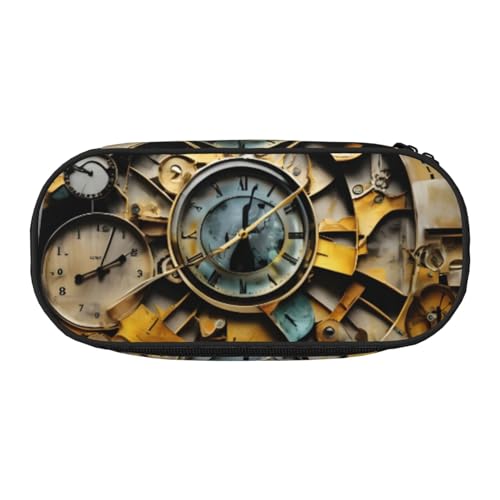 ENRPTY Uhr-Kunstdruck mit Reißverschlussfächern, Schreibwaren, Federmäppchen, tragbare Kosmetik-Aufbewahrungstasche von ENRPTY
