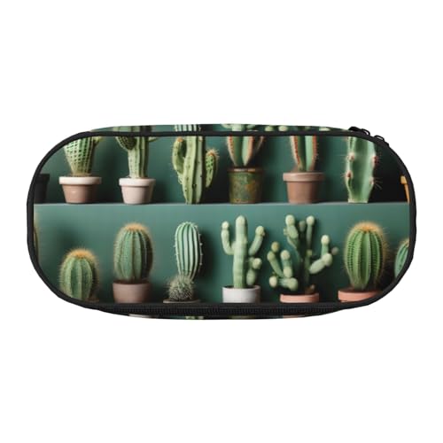 ENRPTY Viele Kaktus-Kunstdrucke mit Reißverschlussfächern, Schreibwaren, Bleistifttasche, tragbare Kosmetik-Aufbewahrungstasche von ENRPTY