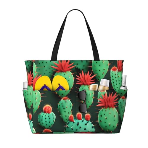 ENRPTY Viele kleine Kaktus-Kunstdruck, großes Fassungsvermögen, Strand-Reisetasche mit Reißverschluss, leicht, faltbar für den Urlaub von ENRPTY