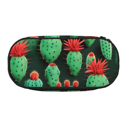 ENRPTY Viele kleine Kaktus-Kunstdrucke mit Reißverschlussfächern, Schreibwaren, Bleistifttasche, tragbare Kosmetik-Aufbewahrungstasche von ENRPTY