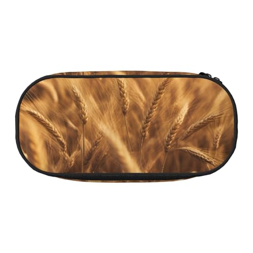 ENRPTY Weizenfelddruck mit Reißverschlussfächern, Schreibwaren, Bleistifttasche, tragbare Kosmetik-Aufbewahrungstasche von ENRPTY