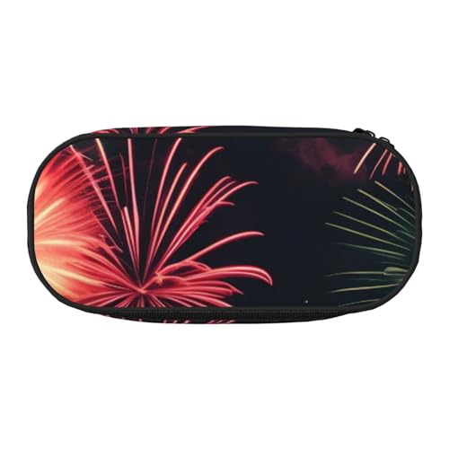 ENRPTY Wunderschöner Feuerwerk-Druck mit Reißverschlussfächern, Schreibwaren, Bleistifttasche, tragbare Kosmetik-Aufbewahrungstasche von ENRPTY