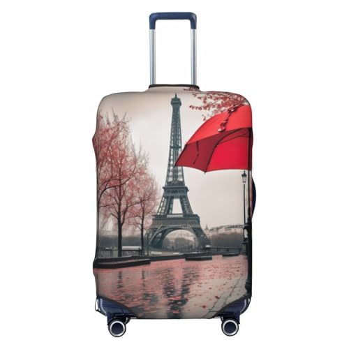 Eiffelturm mit rotem Regenschirm-Druck, Kofferabdeckung, waschbar, Reisegepäck-Zubehör, Schwarz, X-Large von ENRPTY