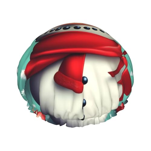 Wiederverwendbare Duschhaube mit Aufdruck "Merry Christmas Day", für alle Haarlängen, mit elastischem Band von ENRPTY