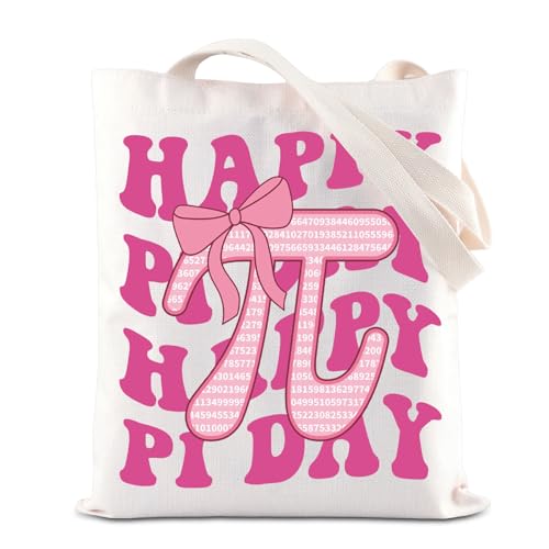 ENSIANTH Happy Pi Day Tragetasche 3.14 Mathematisches Pi-Symbol Wissenschaft Mathematikliebhaber Schultertasche Lehrer Kokette Schleife Geschenk, Pi Day Bag von ENSIANTH