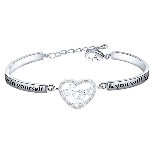 ENSIANTH Armband mit Aufschrift "Happy 16th 21st Birthday", Geschenk für Mädchen, Tochter, 16. Geburtstag, 2.4 inches, Kupfer von ENSIANTH