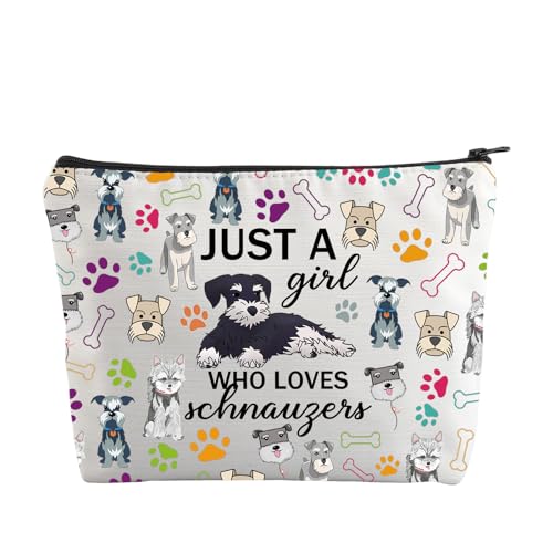 Kosmetiktasche mit Aufschrift "Just a Girl who Loves Schnauzer", Geschenk für Schnauzer-Liebhaber, Make-up-Tasche für Damen, Kosmetiktasche, Reise-Kulturbeutel, Schnauzer Tasche, M, Neu von ENSIANTH