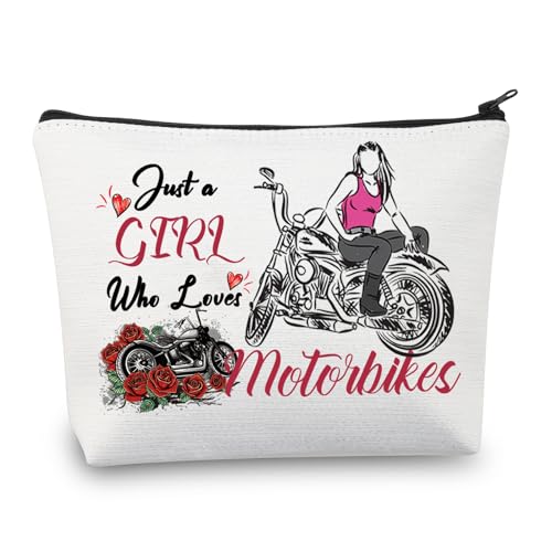 Motorrad-Mädchen-Geschenke, "Just A Girl Who Loves Motorbike", Make-up-Kosmetiktasche, Motorradliebhaber, Geschenke für Motorradfahrer, Motorradtasche, M, Neu von ENSIANTH