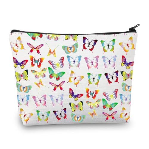 Niedliche Make-up-Tasche mit Schmetterlingen, Geschenke für Frauen, Schmetterlings-Liebhaber, Geschenke, bunte Schmetterling-Kosmetiktasche, Reißverschlusstasche, Butterfly-Tasche, M, Neu von ENSIANTH