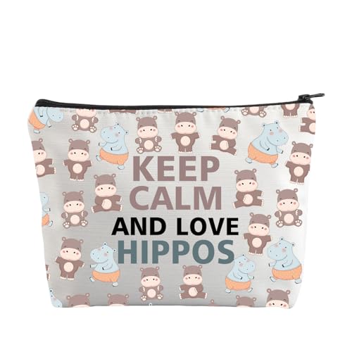 Nilpferd-Make-up-Tasche, Nilpferd-Geschenke für Frauen, Nilpferd-Geschenke, Keep Calm and Love Hippos, Kosmetiktasche, Reise-Kulturbeutel, Nilpferd-Tasche, M, Neu von ENSIANTH