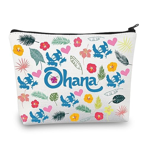 Ohana Gifts Ohana Hibiskusblüte Make-up-Tasche Hawaii-Kosmetiktasche Strandtasche für Frauen Cartoon Liebhaber Geschenk Reise Kulturbeutel, Ohana Tasche, M, Neu von ENSIANTH