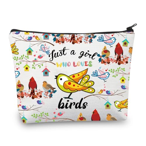 Vogel-Geschenke für Mädchen, Vogel-Make-up-Tasche mit Aufschrift "Just a Girlss Who Loves Birds Lover", Geschenk, Vogel-Geschenke, Kosmetik-Reisetasche, Vogeltasche, M, Neu von ENSIANTH