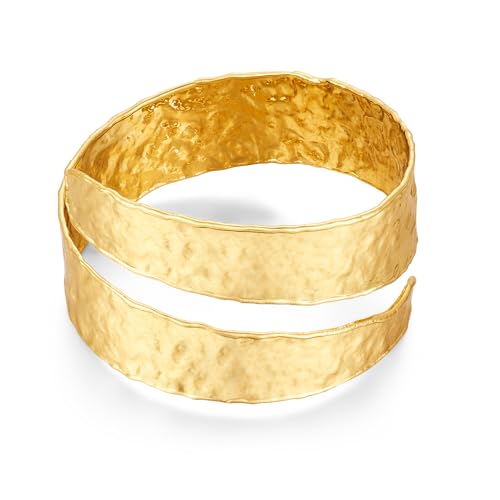 ENSKEFEN Breites klobiges ArmreifArmband für Damen Gehämmerte Textur Oberarm Manschetten Schmuck Verstellbare Offene Manschetten ArmreifArmbänder Sommer Boho Statement Gold Armbänder von ENSKEFEN
