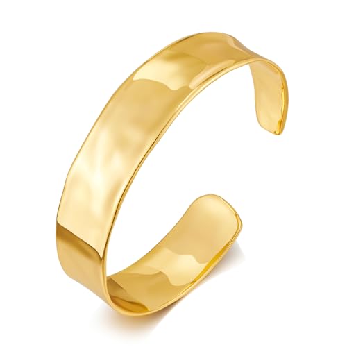 ENSKEFEN Flache Gehämmerte Gold Manschettenarmbänder für Damen Statement Verstellbar Offener Armreif Inspirierender Freundschafts Manschettenarmreif Geburtstags Liebes Hochzeitsgeschenke ENSKEFEN Flache Gehämmerte Gold Manschettenarmbänder für Damen Statement Verstellbar Offener Armreif Inspirierender Freundschafts Manschettenarmreif Geburtstags Liebes Hochzeitsgeschenke von ENSKEFEN