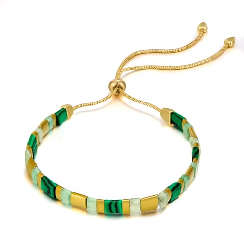 ENSKEFEN Flache Perlenarmbänder für Damen Boho Bunte Perlen Stapelarmband Verstellbare Schiebearmbänder Modisches Freundschaftsarmband Grün ENSKEFEN Flache Perlenarmbänder für Damen Boho Bunte Perlen Stapelarmband Verstellbare Schiebearmbänder Modisches Freundschaftsarmband Grün von ENSKEFEN