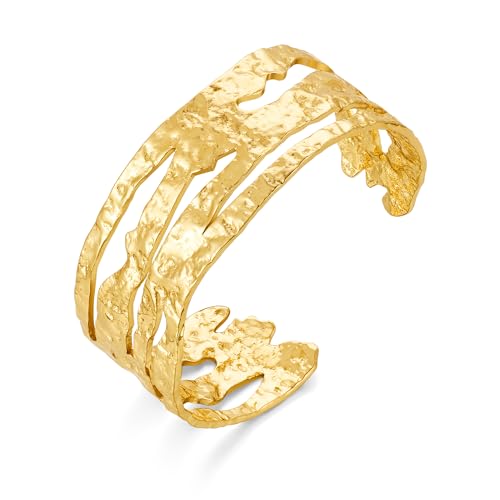 ENSKEFEN Gehämmerte Goldstruktur Armbänder für Damen Breit Klobig Offene Armreifen Vintage Statement Unregelmäßiges Verstellbar Dick Hohl Goldarmband ENSKEFEN Gehämmerte Goldstruktur Armbänder für Damen Breit Klobig Offene Armreifen Vintage Statement Unregelmäßiges Verstellbar Dick Hohl Goldarmband von ENSKEFEN