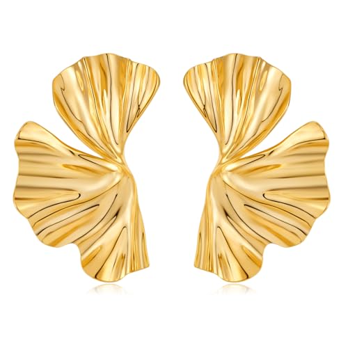 ENSKEFEN Gold Blumenblättern Statement Ohrringe für Damen Vintage Boho Geometrisch Baumelnde Ohrringe übertrieben Bohemian Sommer Große Mode Ohrringes Schmuck Geschenk von ENSKEFEN
