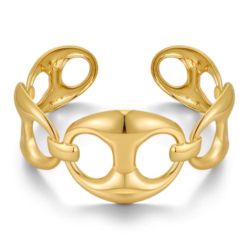 ENSKEFEN Gold Statement Armbänder für Damen Klobiger Offener Armreif Minimalistisch Auffällig Trendig Unregelmäßig Hohl Goldarmbänder ENSKEFEN Gold Statement Armbänder für Damen Klobiger Offener Armreif Minimalistisch Auffällig Trendig Unregelmäßig Hohl Goldarmbänder von ENSKEFEN