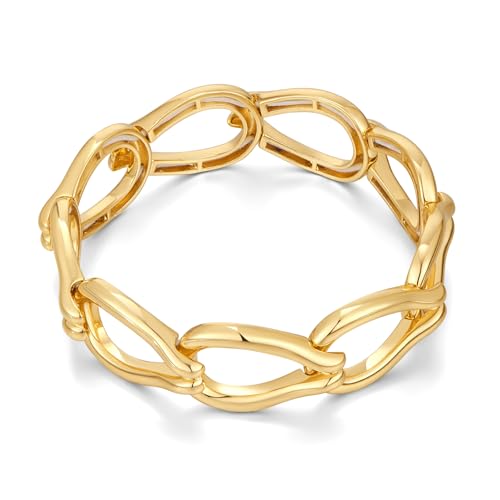 ENSKEFEN Goldfarbene Stretch Kettenarmbänder für Damen Leichte Klobige Elastische Armreifen Minimalistischer Schmuck ENSKEFEN Goldfarbene Stretch Kettenarmbänder für Damen Leichte Klobige Elastische Armreifen Minimalistischer Schmuck von ENSKEFEN