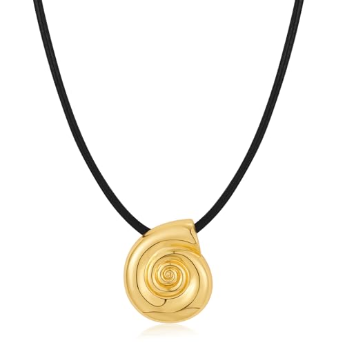ENSKEFEN Goldspirale Muschel Halskette für Damen Trendige Statement Boho Klobiger Charm Schnecken Muschel Seil Anhänger Halskette für Sommer Ozean Strand ENSKEFEN Goldspirale Muschel Halskette für Damen Trendige Statement Boho Klobiger Charm Schnecken Muschel Seil Anhänger Halskette für Sommer Ozean Strand von ENSKEFEN