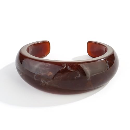 ENSKEFEN Klobige Acrylharz Armreifen für Damen Braune Schildpatt Harzkuppel Offene Armreifen Trendiges Statement Acetat Acryl Armband ENSKEFEN Klobige Acrylharz Armreifen für Damen Braune Schildpatt Harzkuppel Offene Armreifen Trendiges Statement Acetat Acryl Armband von ENSKEFEN