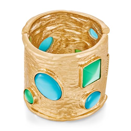 ENSKEFEN Klobige Gehämmerte Armbänder für Damen Auffälliges Geometrisches Statement Gold Armband Breit Dick Federscharnier Offene Armreifen Blau Grünen Acrylsteinen ENSKEFEN Klobige Gehämmerte Armbänder für Damen Auffälliges Geometrisches Statement Gold Armband Breit Dick Federscharnier Offene Armreifen Blau Grünen Acrylsteinen von ENSKEFEN