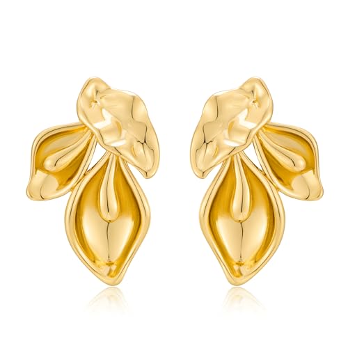 ENSKEFEN Klobige Gold Blumenmuster Statement Ohrringe für Damen Trendige Sommer Boho Ohrringe im Auffälligen Unregelmäßigen Blumenstil ENSKEFEN Klobige Gold Blumenmuster Statement Ohrringe für Damen Trendige Sommer Boho Ohrringe im Auffälligen Unregelmäßigen Blumenstil von ENSKEFEN
