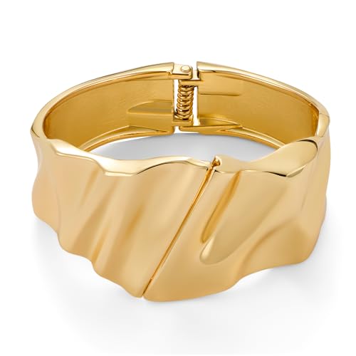 ENSKEFEN Klobige Goldarmbänder für Damen Unregelmäßige Plissierte Armreifen Scharnier Breites Dickes Goldenes Statement Armband Wickelarmband ENSKEFEN Klobige Goldarmbänder für Damen Unregelmäßige Plissierte Armreifen Scharnier Breites Dickes Goldenes Statement Armband Wickelarmband von ENSKEFEN