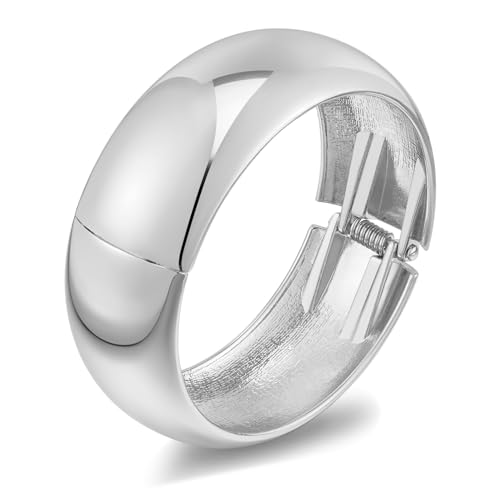ENSKEFEN Klobige Silberne Armreife für Damen Breit Dick Weißgoldenes Scharnierarmband Polierte Statement Scharnierarmbänder Handgelenk Wickelarmband ENSKEFEN Klobige Silberne Armreife für Damen Breit Dick Weißgoldenes Scharnierarmband Polierte Statement Scharnierarmbänder Handgelenk Wickelarmband von ENSKEFEN