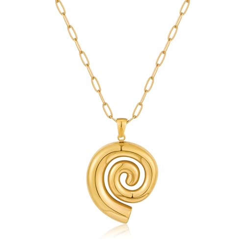 ENSKEFEN Klobige Spiralanhänger Gold Halskette für Damen Vintage Boho Spiralwirbel Statement Halsketten Verstellbare Kette Ozean Halskette Sommermode Spiralschmuck ENSKEFEN Klobige Spiralanhänger Gold Halskette für Damen Vintage Boho Spiralwirbel Statement Halsketten Verstellbare Kette Ozean Halskette Sommermode Spiralschmuck von ENSKEFEN