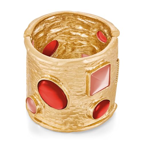 ENSKEFEN Klobiges Breites Gold Gehämmertes Statement Armband für Damen Auffälliges Geometrisches Vintage Armband Rot Rosa Acrylsteinen Dicke Offene Armreifen Federscharnier ENSKEFEN Klobiges Breites Gold Gehämmertes Statement Armband für Damen Auffälliges Geometrisches Vintage Armband Rot Rosa Acrylsteinen Dicke Offene Armreifen Federscharnier von ENSKEFEN