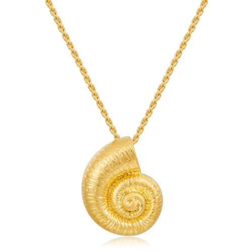 ENSKEFEN Mattgoldene Muschel Halskette für Damen Trendige Statement Muschel Halsketten im Boho Stil Klobiger Charm Meeresschnecken Anhänger Sommer Ozean Strand Schmuckgeschenk von ENSKEFEN