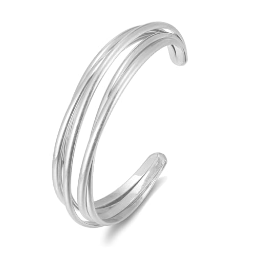 ENSKEFEN Retro mattiertem Silber Armbänder für Damen Mehrlagige Gekreuzten Drähten Armreifen Verstellbare Antikem Silber Armreifen Offene Manschetten Vintage Armbänder Zum Stapeln ENSKEFEN Retro mattiertem Silber Armbänder für Damen Mehrlagige Gekreuzten Drähten Armreifen Verstellbare Antikem Silber Armreifen Offene Manschetten Vintage Armbänder Zum Stapeln von ENSKEFEN