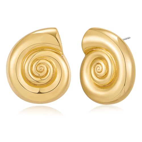 ENSKEFEN Spiralohrringe Muschelohrringe für Damen Klobige Gold Muschelohrstecker Böhmische Muschelohrringe Sommer Strand Statement Ohrringe von ENSKEFEN