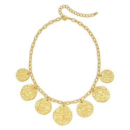 ENSKEFEN Vintage Gold Münzanhänger Halsketten für Damen Klobig Gehämmert Strukturiert Runde Scheibe Charm Halskette Boho Statement Verstellbare Kette Halskette Schmuck ENSKEFEN Vintage Gold Münzanhänger Halsketten für Damen Klobig Gehämmert Strukturiert Runde Scheibe Charm Halskette Boho Statement Verstellbare Kette Halskette Schmuck von ENSKEFEN