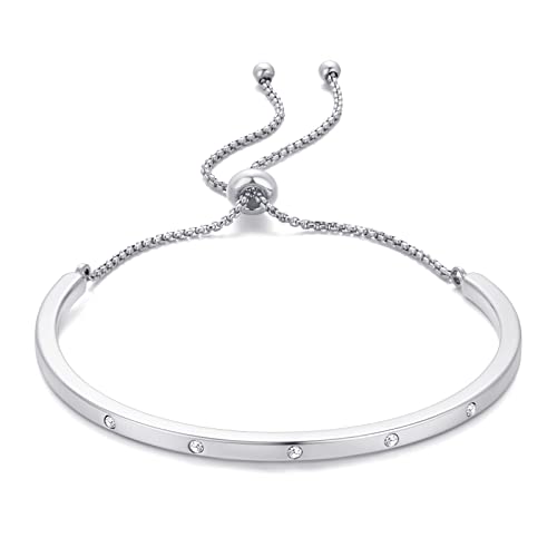 ENSKEFEN Zierliches Silberarmband für Damen Verstellbar Bolo Schiebearmbänder Zirkonia Armreifen ENSKEFEN Zierliches Silberarmband für Damen Verstellbar Bolo Schiebearmbänder Zirkonia Armreifen von ENSKEFEN