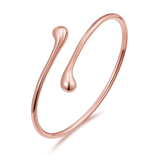 ENSKEFEN Zierliches Tropfenform Roségold Armreif für Damen Verstellbar Offene Armreife Minimalistische Armmanschetten von ENSKEFEN