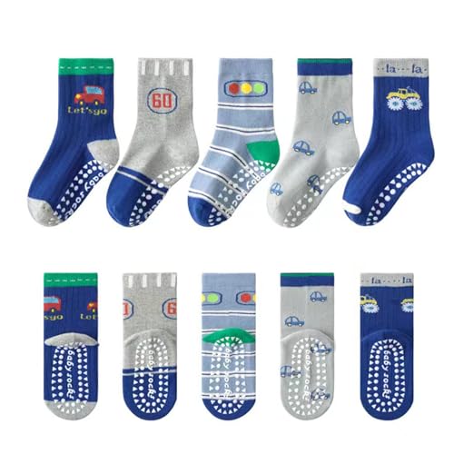 ENSTAB 5 Paar Rutschfeste Socken Kinder Baumwolle Kindersocken Anti Rutsch Socken Baby Jungen & Mädchen von ENSTAB