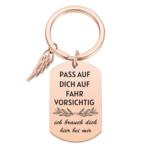 ENSTAB Geburtstagsgeschenk Mädchen Frauen Freundinnen Mama Erzieherin Geschenk Schlüsselanhänger Geschenkbox-Set (Roségold-FAHR VORSICHTIG) von ENSTAB