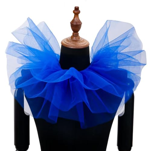 Halloween Kostüm Damen Herren Viktorianischen Neck Tüll Kragen Clown Gerüschte Halskette Kostüm Zubehör Halloween Karneval Kostüm Erwachsene (Blau) von ENSTAB